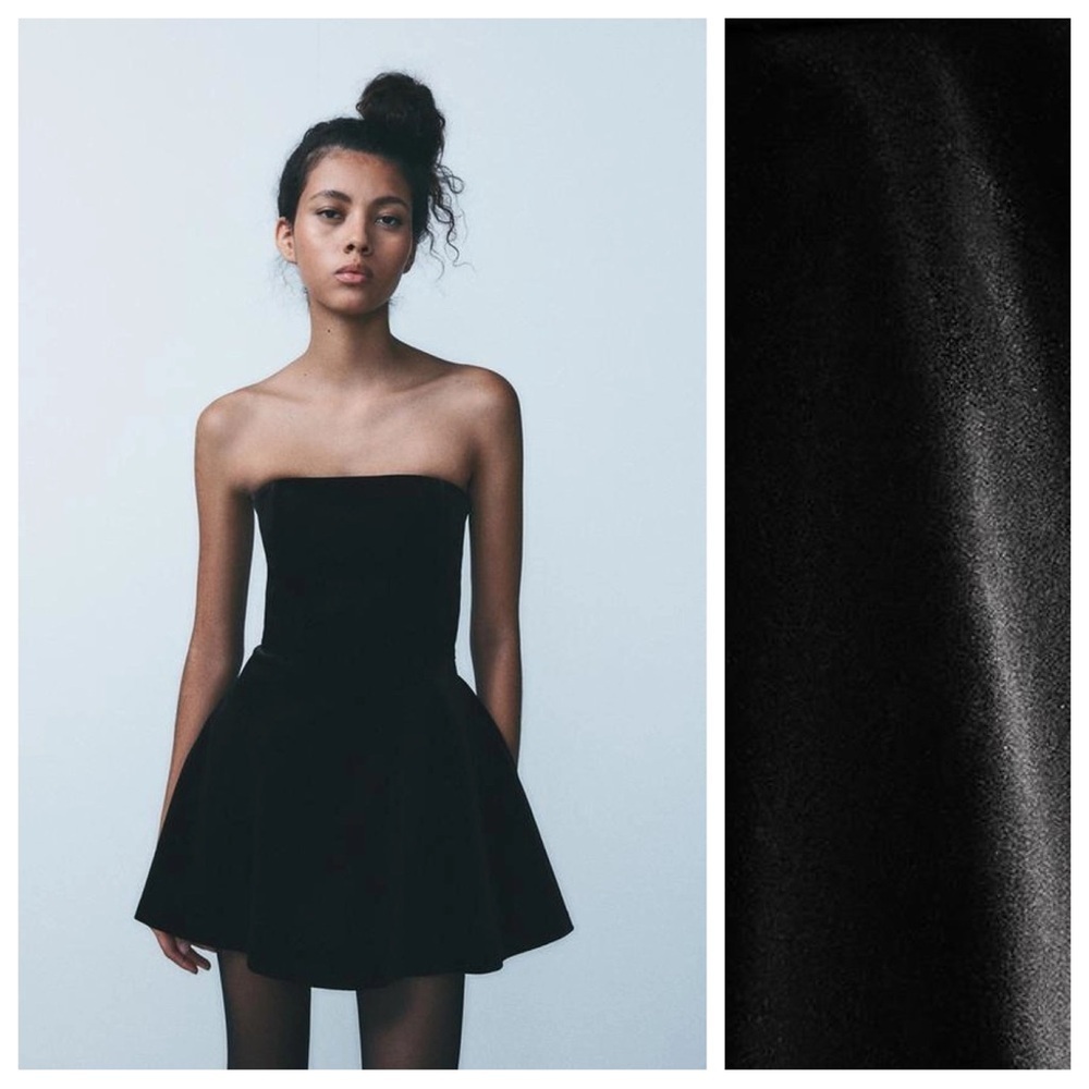 NWT. Zara Black Velvet Open Shoulders Jumpsuit Dress. Size XXL.